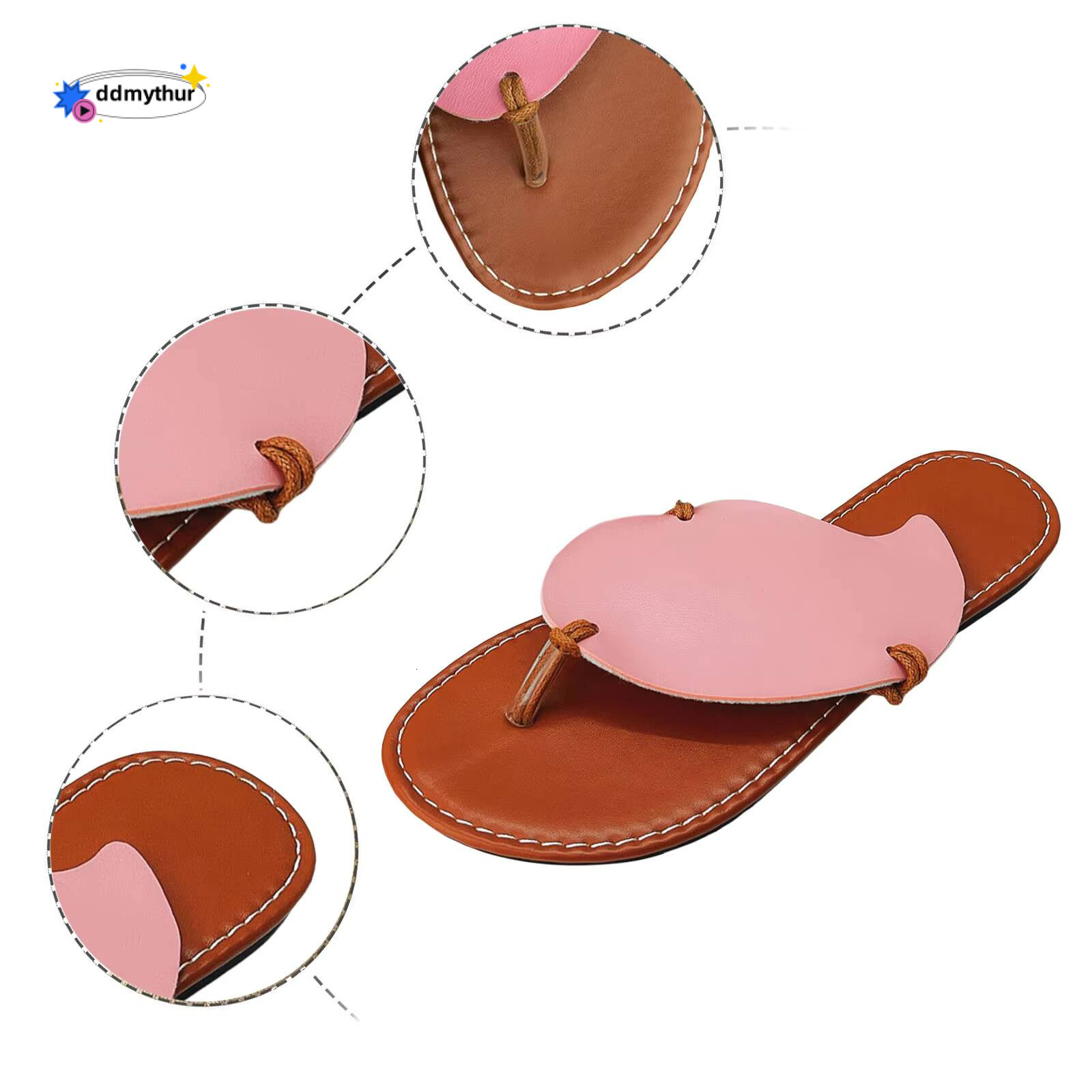 Heeled Ladies Summer Colour Blocking Leaves Soft Leather Clip Toe Flat Yoga Sling Sandals For Women Wide ddmythur