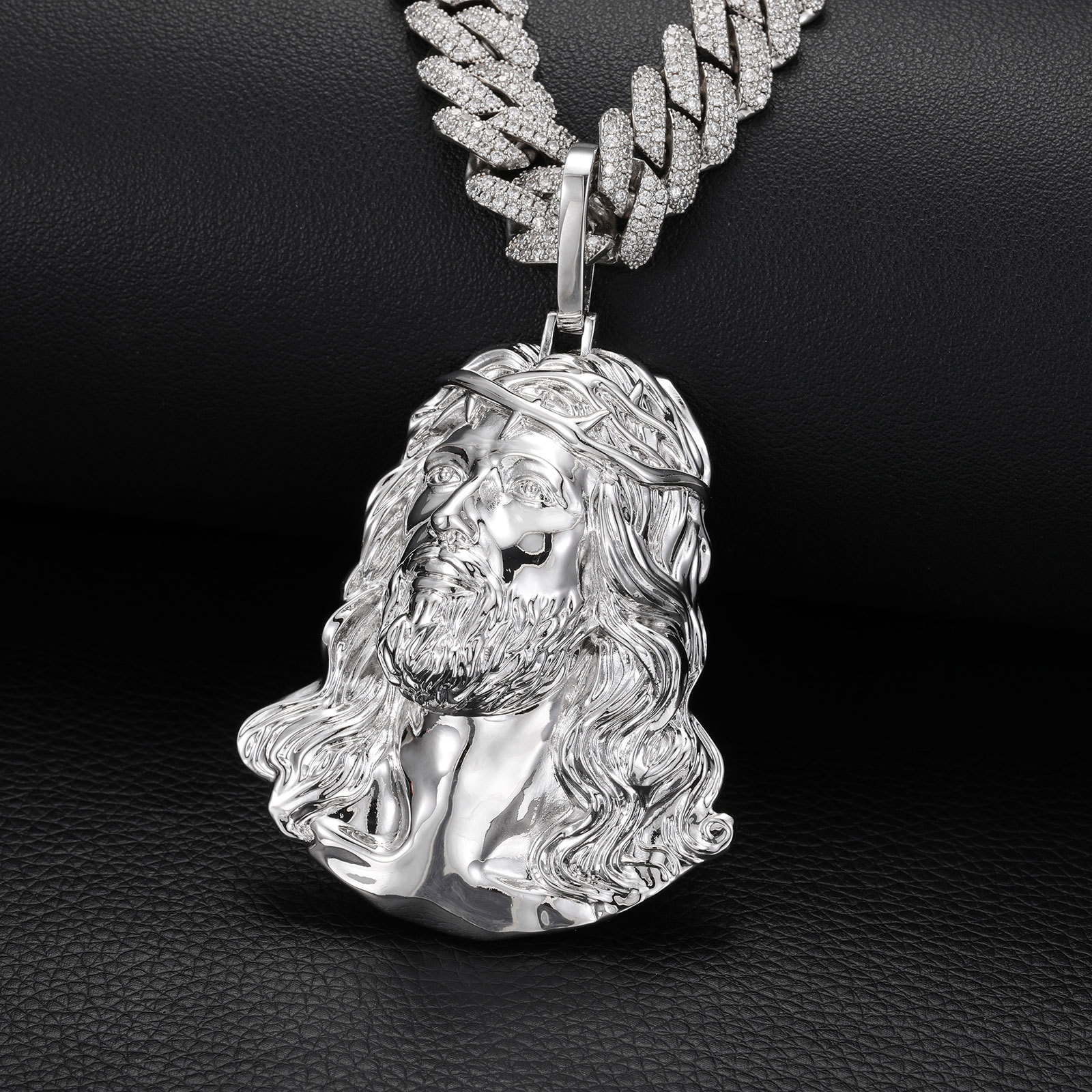 Hip Hop Jesus Face Pendant Necklace Real Gold Plated Religious Jewelry for Men