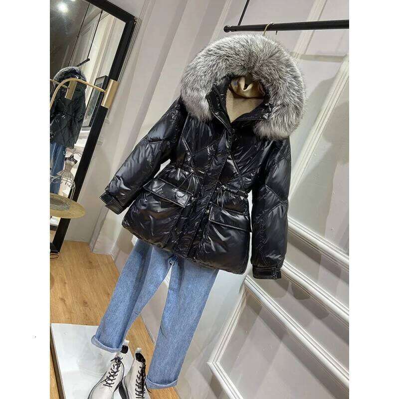 2024 Winter Down Jackets Women Fur Collar Warm Parkas Fashion Hooded Puffer Jacket Coats Big Pocket Female Padded Overcoat