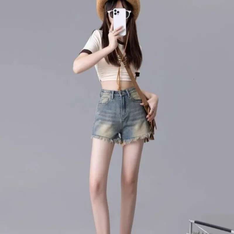 Blue High Waist Female Short Jeans Pants Casual To Wear Hot Fashion Clothing 2025 for Summer Outfits Trend Womens Denim Shorts