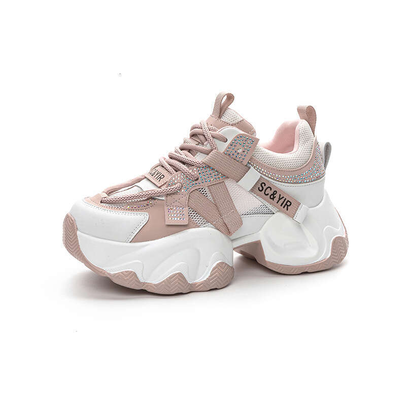 Dad Sneakers Thick Sole Hidden Wedge New 2025 Summer New 8Cm Internet Celebrity Style Casual Versatile Fashion Lace-Up Women