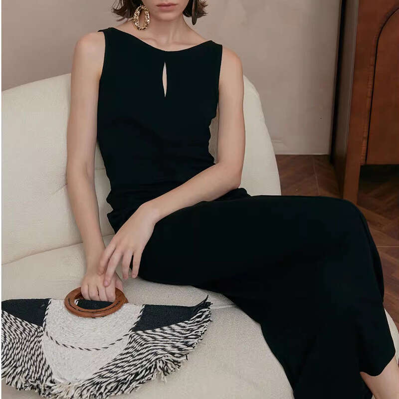 June Summer Dress Women Dress Dress Dresses for Woman Designer 955 Summer New 2025 Solid Color Round Neck Sleeveless Vest Dress Pleated French Elegant