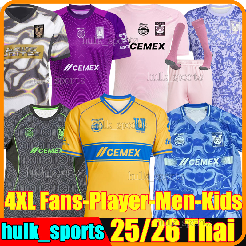 4XL Tigres UANL 3rd soccer jerseys 2025/26 LIGA MX BRUNETTA OZZIEL GIGNAC GORRIARAN D. LAINEZ FLORES S. CORDOVA J. P. VIGON ANTUNA ROMULO men kids kits socks football shirt