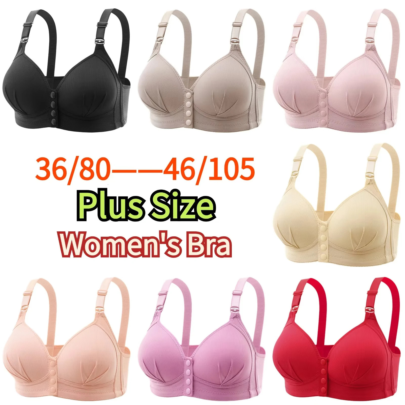 Large Size Front Buckle Sexy Push up WOMENS Bra Adjustable Thin Cup Breathable Comfortable Middle-aged Mom Ladies Underwear 250617