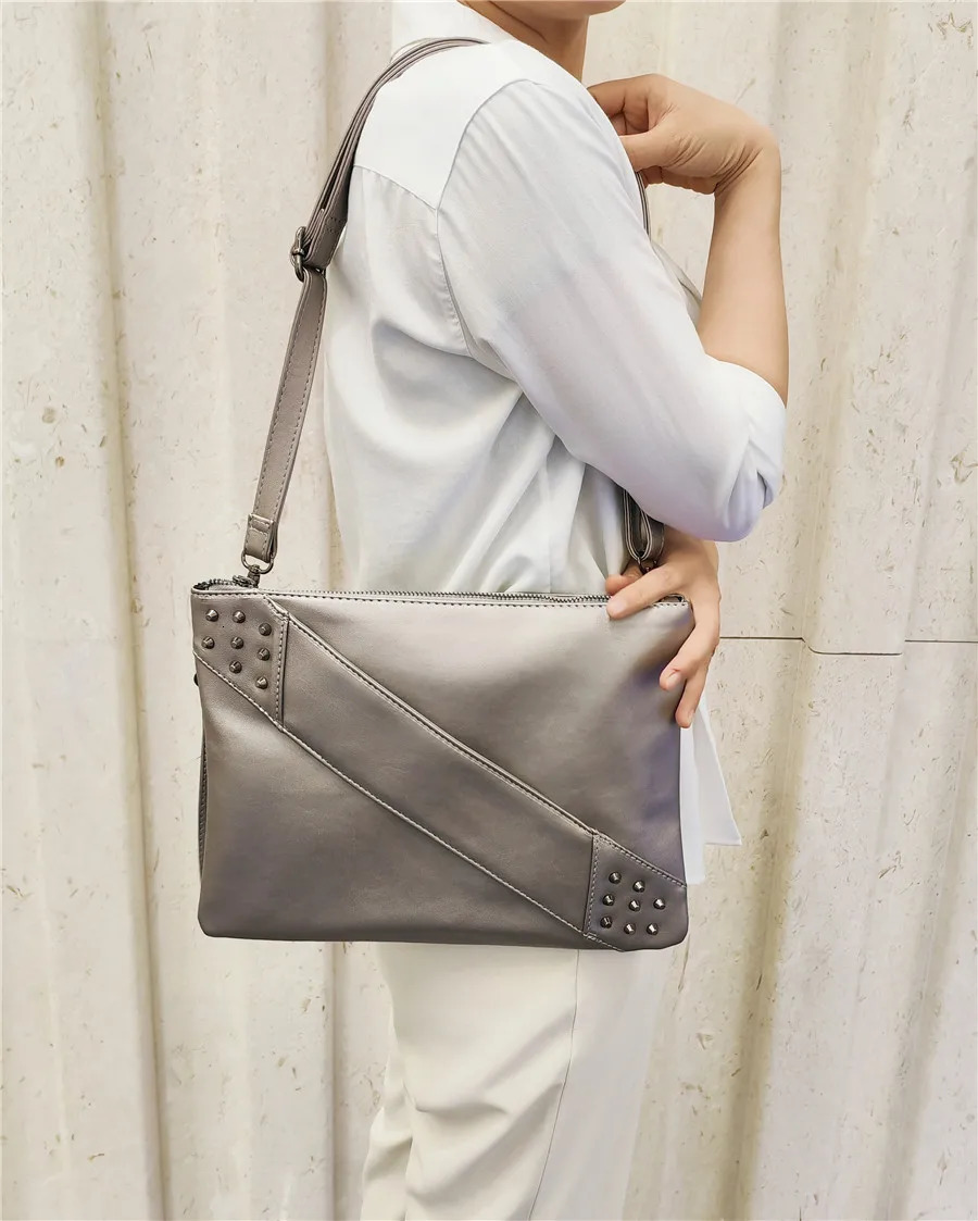 Fashion rivets Women Envelope Clutch Bag PU Leather Womens Crossbody Messenger Bag Female Shoulder bag Clutches bolsas red 250617