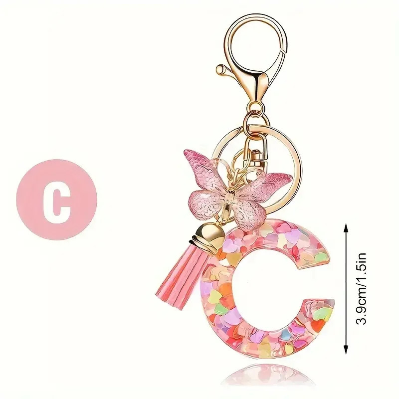Fashion DIY AZ Letters keychain Metal Holder Pendent Key Chain Women Car Ring Simple Letter Name Party Gift Jewelry 250606