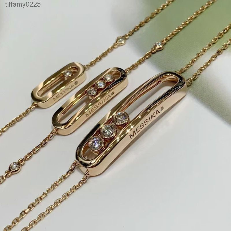 Necklace Designer for Woman Messikass Luxury Messinecklace S925 Three Diamond Sliding 18k Rose Gold Light Luxury Niche Bracelet Gift for Girlfriend