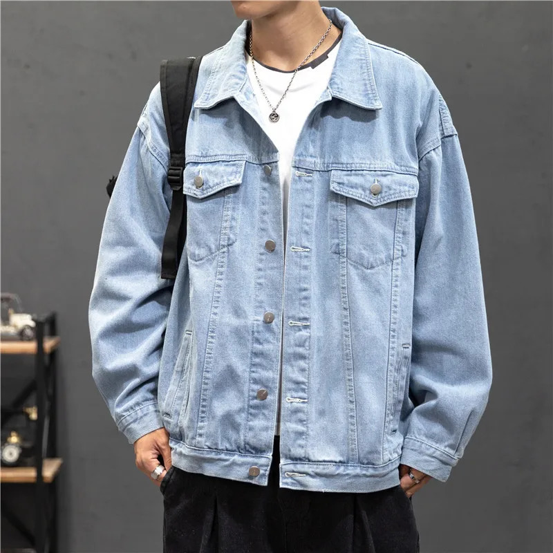 Denim Jacket Men Vintage Jean Coats Streetwear Fashion Jean Jacket Men Turn Down Collar Denim Outerwear Cotton Bomber Jacket 250616