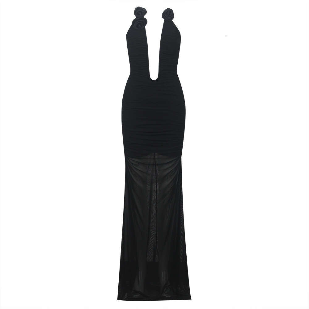 Summer Pure Desire Style Floral Chest Cup Long for Women Fashion Slim Fit Tube Dress