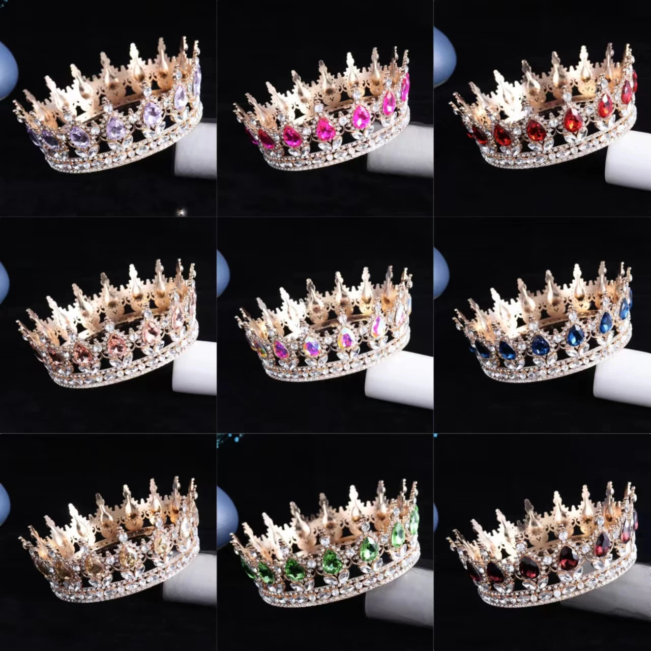 Bridal Crown Colorful Crystal Princess Tiara Elegant Wedding Jewelry Head Accessories Women Headpiece 250603
