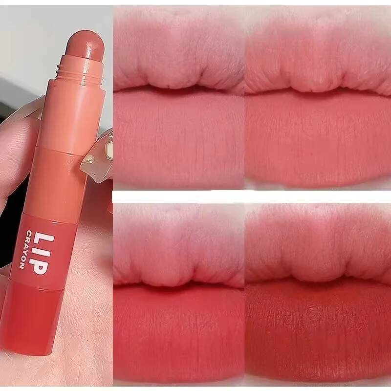 4 in 1 Matte Pencil Kit Combo Velvet Sexy Red Lip Tint Non-stick Cup Multicolour Lipstick Crayon Makeup Lips Cosmetic happy