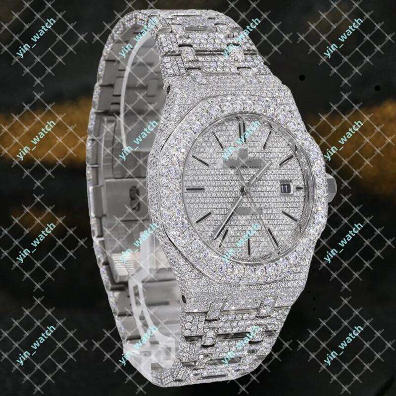 Top Quality Automatic Mechanical Iced Out Watchs GRA certificate VVS luxury moissanite watch waterproof handmade production fashionable trendy men's watch