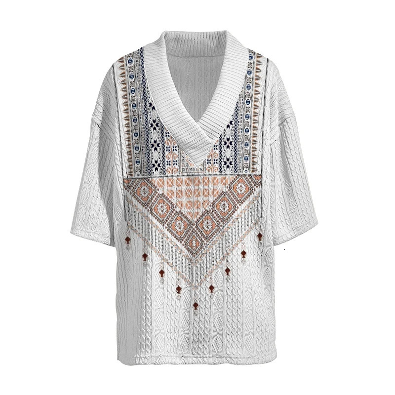 Mens Printed Casual Loose V Neck Textured Jacquard Fabric HalfSleevedT Shirtan dSh ortsTw oPieceSet Fas hionableSum merMen sSui tCom fortableand Tre n