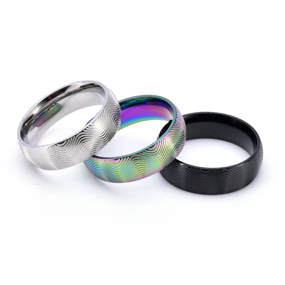 Unisex Wave Pattern Stainless Steel Ring Boho Adjustable Jewelry for Men Women Minimalist Streetwear Gift 250616