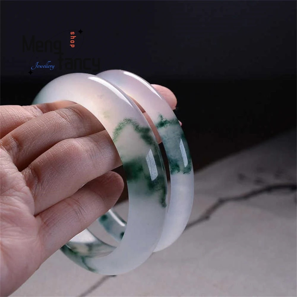 Natural Quartzite Ice Jade Floating Flower Bangle Elegant Exquisite High-grade Quality Fashion Fine Jewelry Holiday Gift 250616