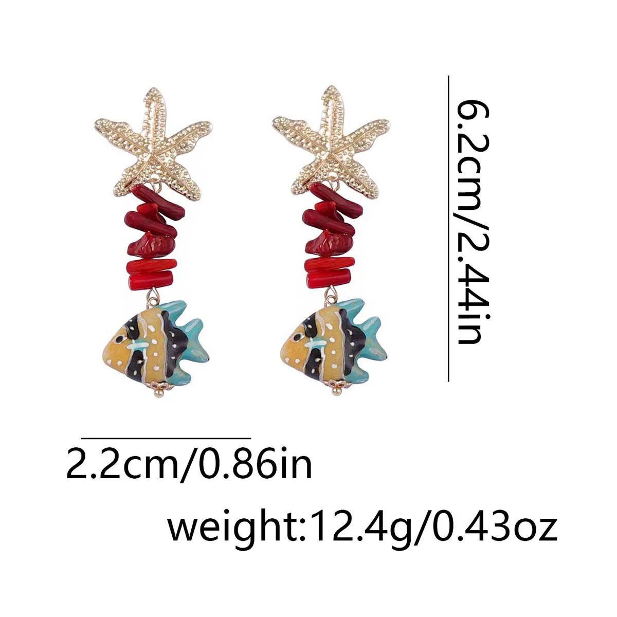 Colorful Ceramic Fish Pearl Drop Starfish Conch Earrings Ocean Style Lovely Earring Jewelry For Women Summer Vacation 250610