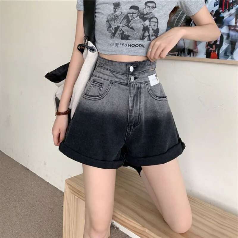 Ripped Denim Womens Shorts High Waist Wide Short Pants for Women To Wear Y2k Harajuku Elegant Design Fashion Jeans Trend 2025 XL