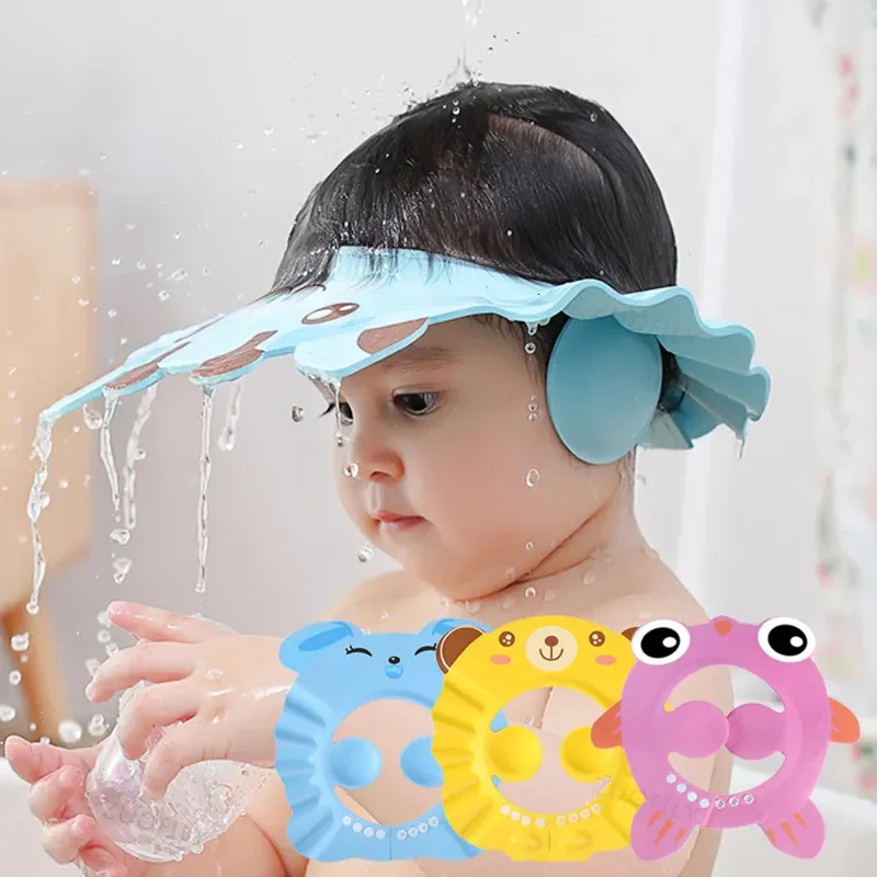 Cute Animal Shower Cap Safety Eye Protection Ear Protection Lightweight Cute Cartoon Baby Bath Protective Cap Shampoo Bath Care 250617