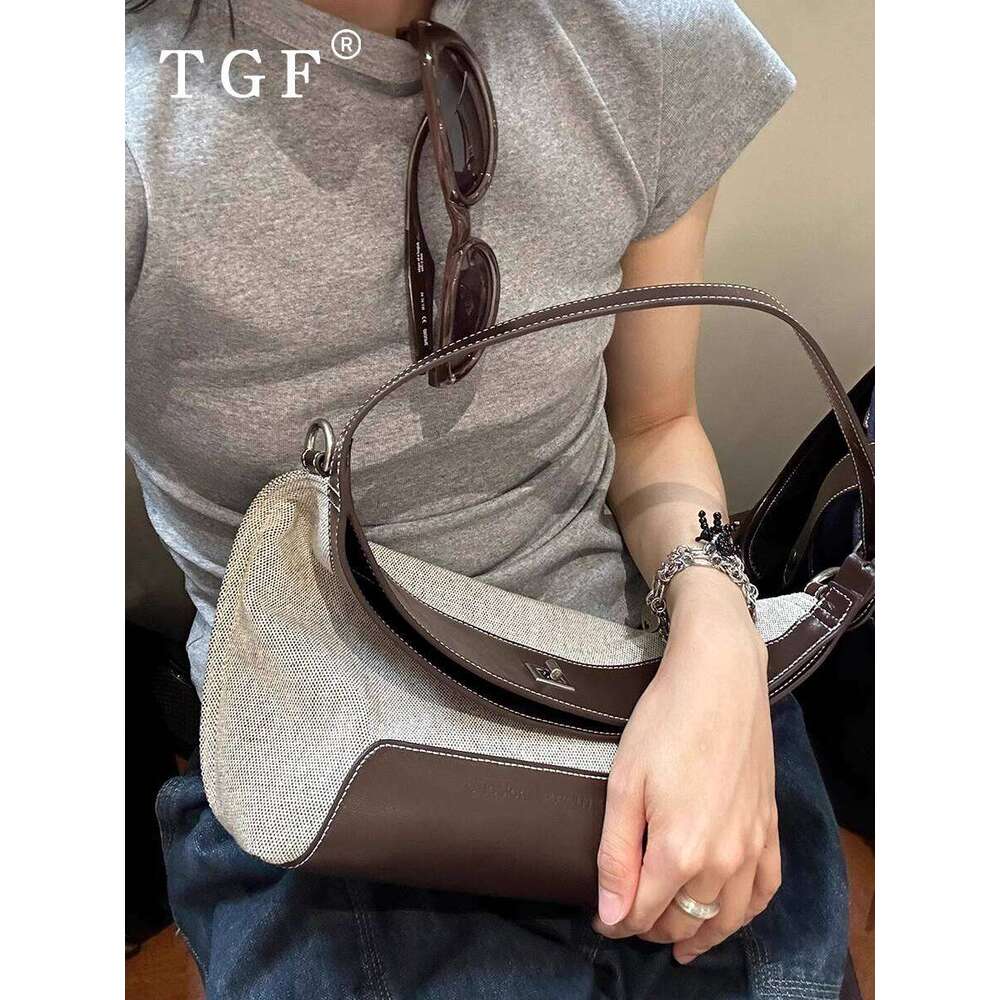 Underarm Canvas for Women New Summer High Quality Texture Niche Color Block Handheld Tote Large Bag