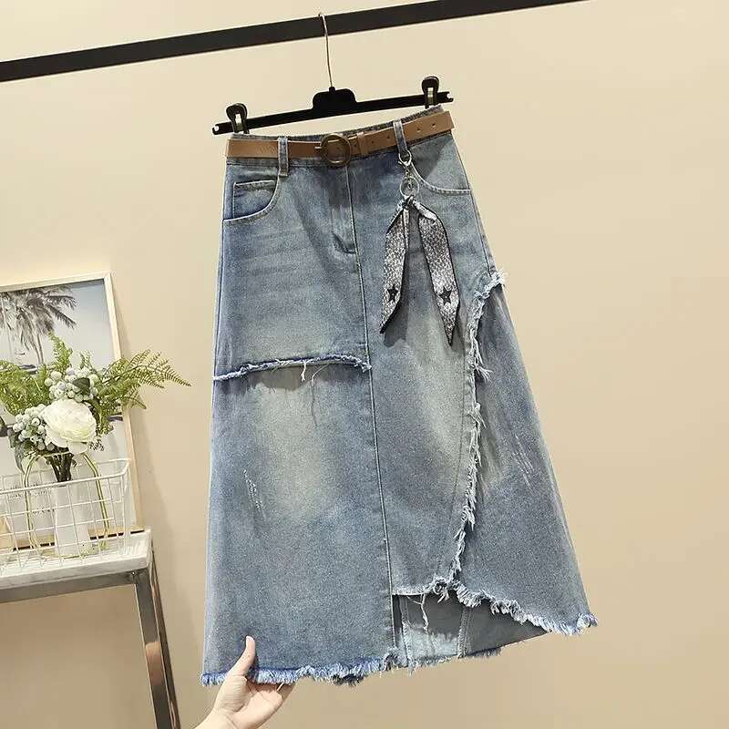 Midi Woman Denim Skirt Clothing Trend 2025 Summer Luxury Elegant Sales Premium Modest Stylish High Waist Jeans Skirts for Women