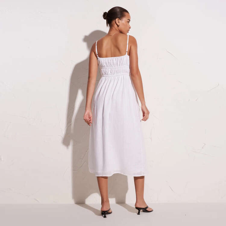 Robe De Designer Dresses for Woman Designer Floral Dress White Dress 386ref Solid Color Linen Strap Sexy Dress 2025 Summer New French Style Women