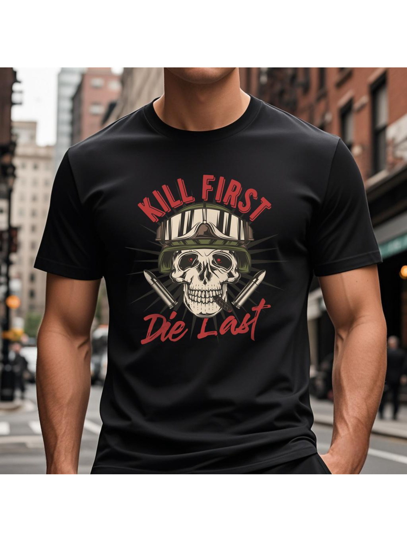 Dongdumaoyi Men T Shirts Microphone 180G Cotton Black Adult Text Round Collar White Short Sleeve S-3Xl Skull d6fe