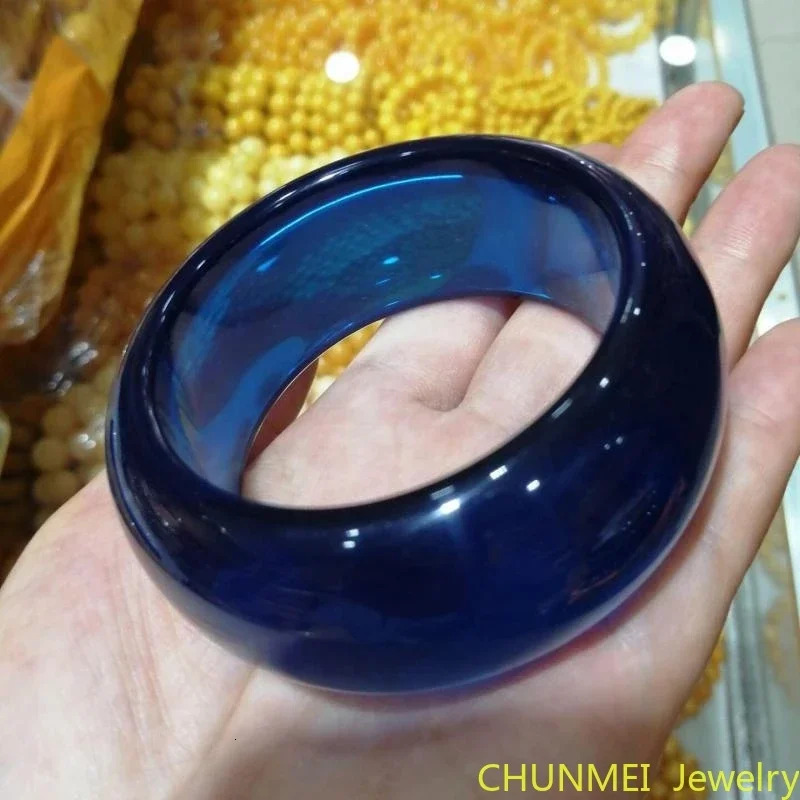 Blue Natural Ambers Bangles Women Handmade Bracelet Jewelry Accessories Baltic Amber Bangle for Mom and Girlfriend Lucky Gifts 250616