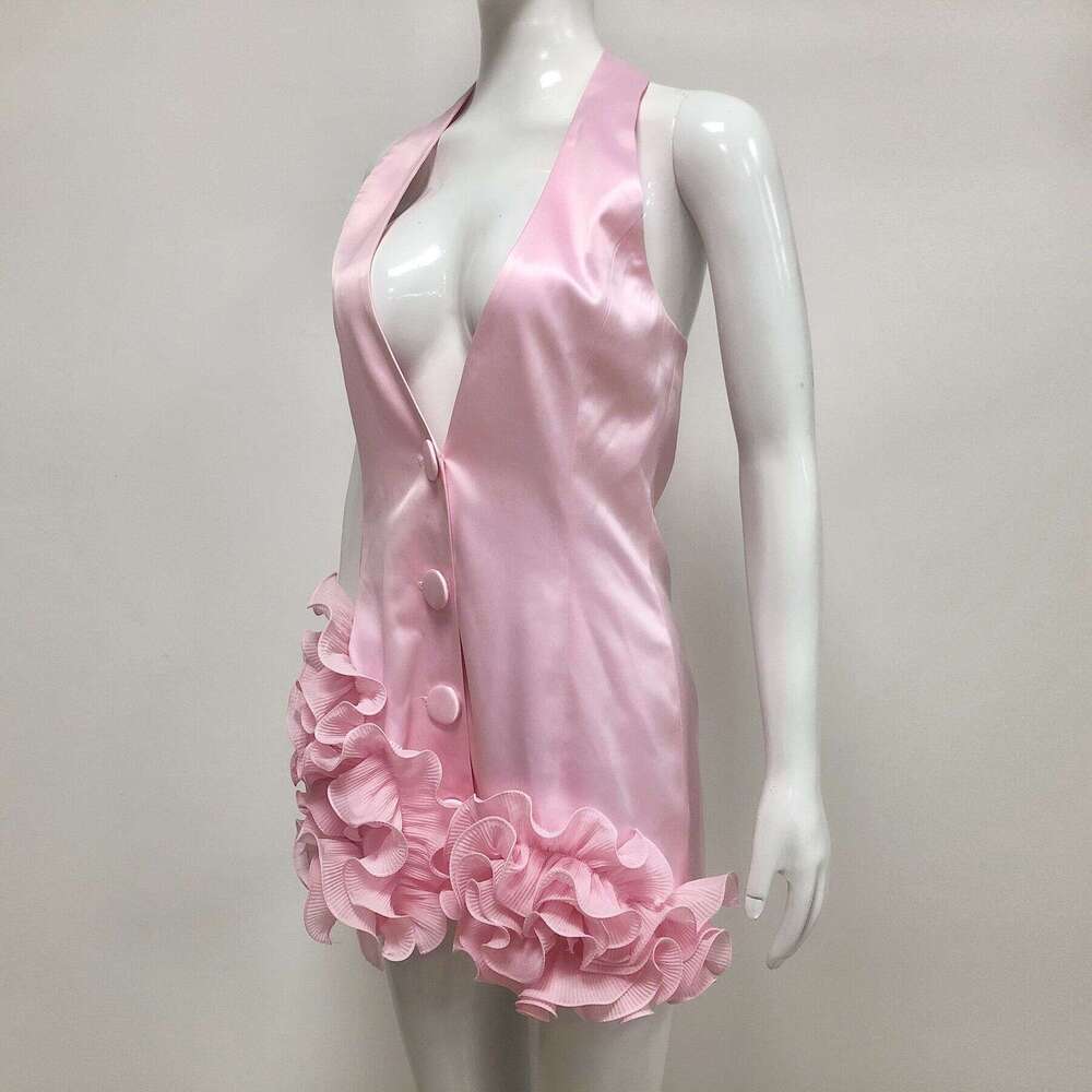 Women's Clothing Summer New Fashion Sexy Floral Halter Neck Sleeveless Top Dress