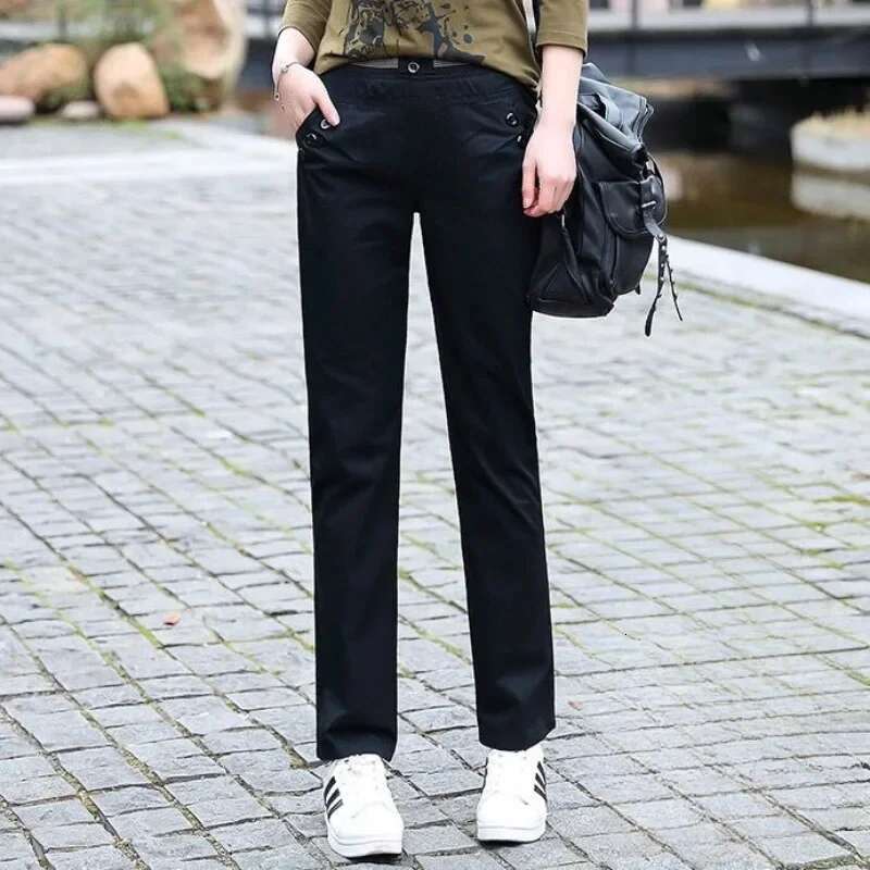 Casual Woman Trousers Baggy Vintage Pants for Women Loose Clothing Korean Fashion One Size Trends 2025 All Medium Elastic New In