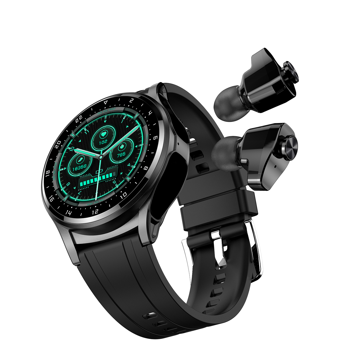 GT66 New Touch Screen Smart Watch Bluetooth Headset 2 In 1 Men Sports Fitness Tracker Electronic Watch Blood Pressure Monitor