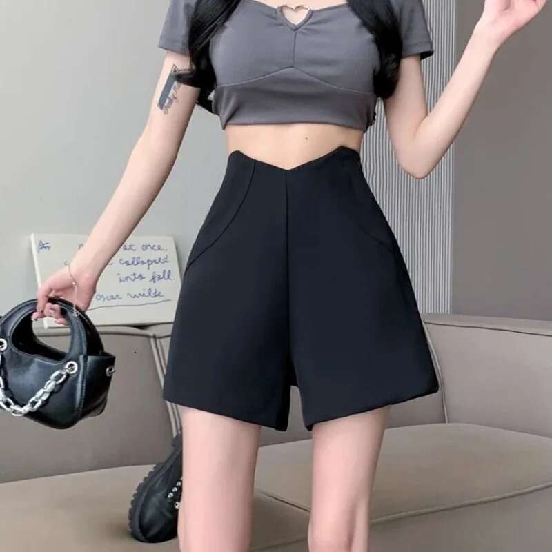 Shorts for Women Wide Solid Color High Waist Gray Irregular Hot Summer To Wear Harajuku Fashion Flowy Normal Woman Short Pants