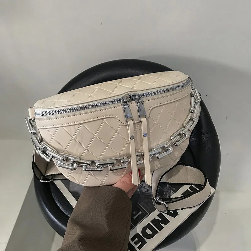 Chain Fanny pack Women Leather Waist Bag Chest pack Mini Female Belt Bags Fashion Ladies Shoulder Crossbody Bag 250614