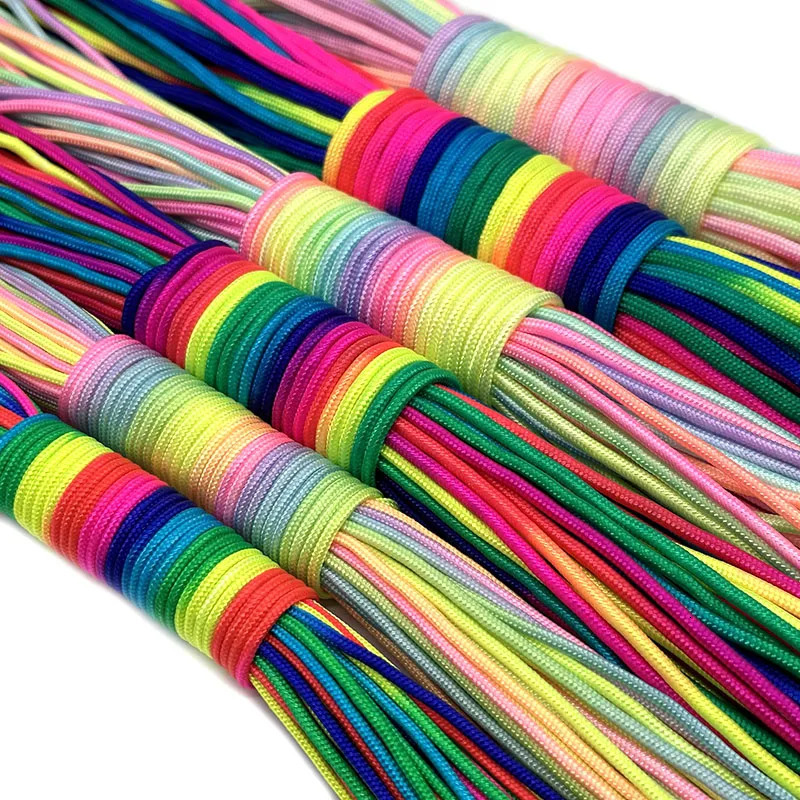 Paracord 2mm m 4mm Rainbow Rope 7 Strands Parachute Climbing Survival Gear Bracelet 250611
