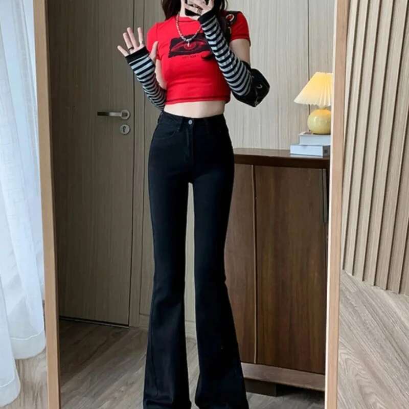 Womens Jeans Flared Slim Fit Female Cowboy Pants Flare Streetwear Cheap Harajuku Fashion 2025 High Quality Stretched Trousers