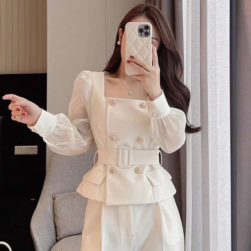 Womens 2 Pant Set White Two Pieces Sets Pants for Woman Wide Leg Party Trousers Suits Blazer and Outfits Co Ord Classy Clothes
