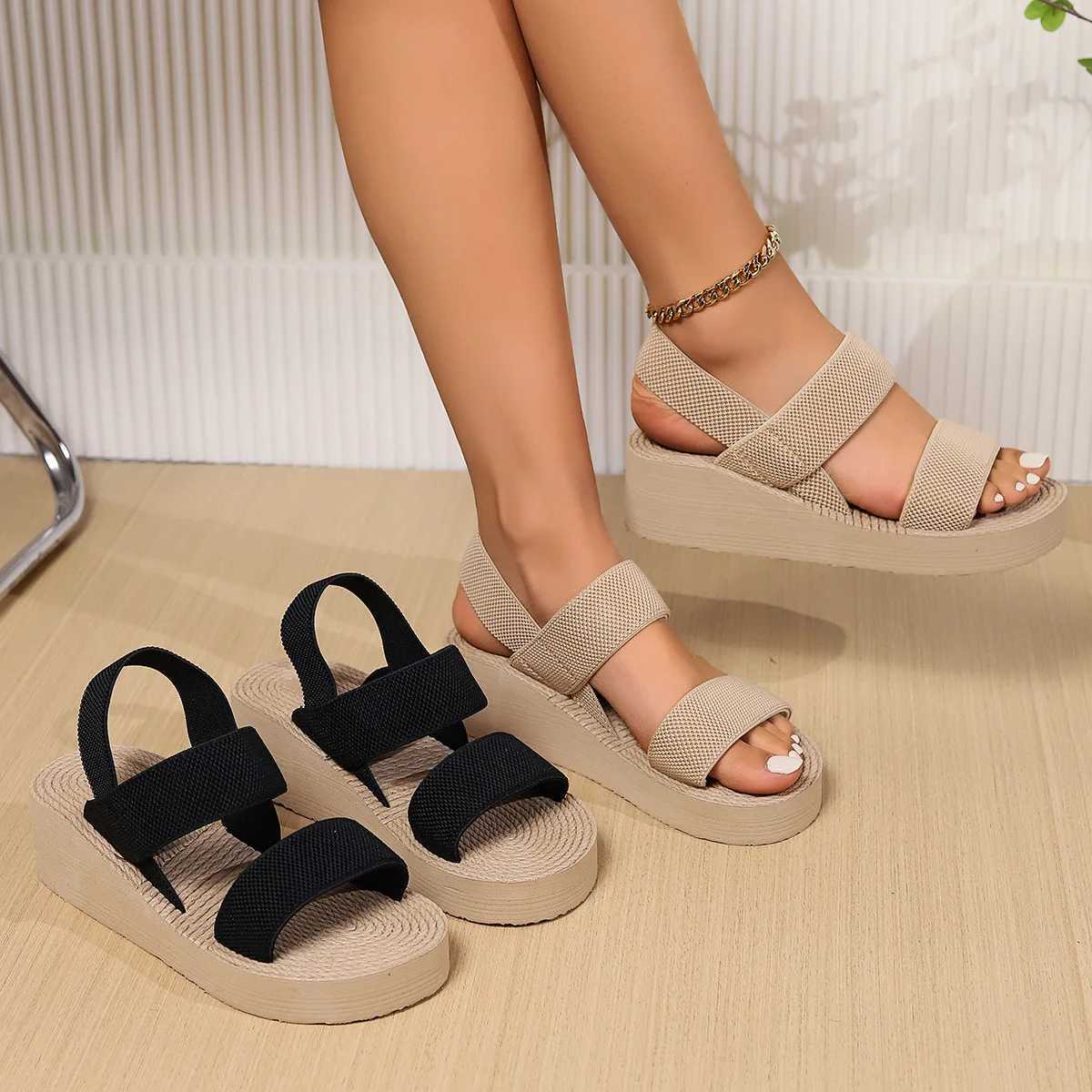 Womens Summer Fashion Outdoor Roman-style Jute Rope Design Large Size Thick Sole Sandals and Slippers Z250617