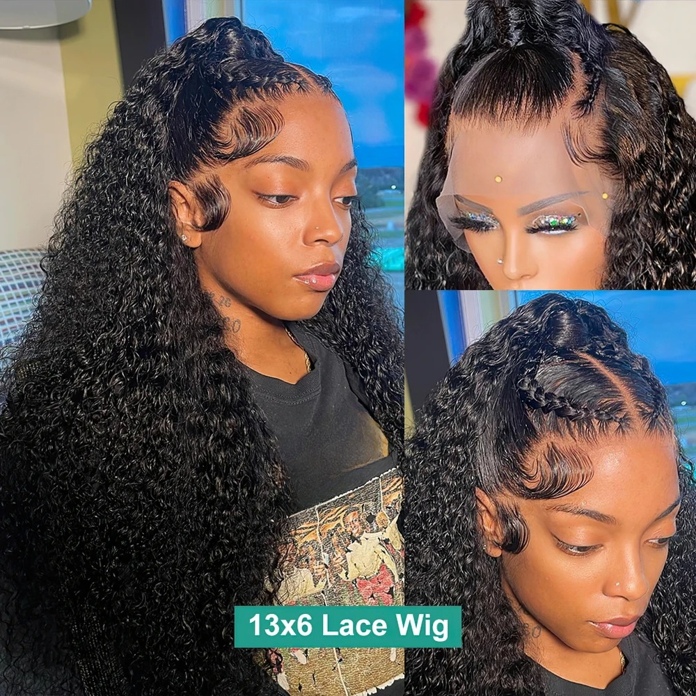 250 Density Invisible Strap 360 HD Full Lace Glueless Wig Deep Wave Frontal Wig Human Hair 30 Inch Water Wave Lace Front Wig Synthetic