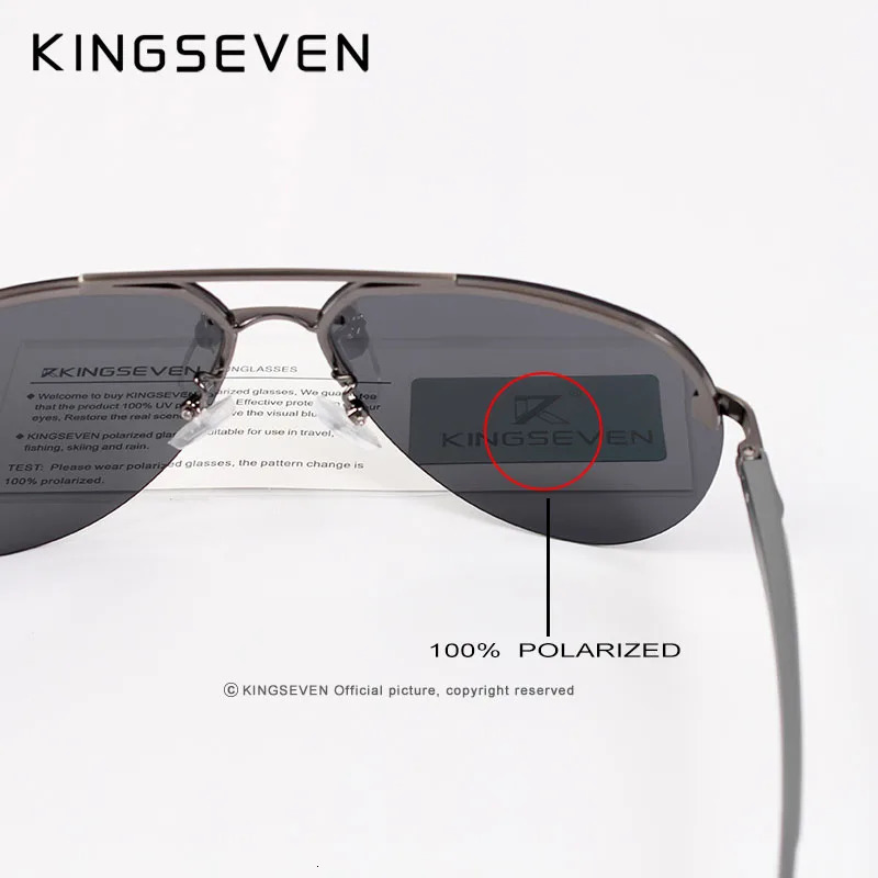 KINGSEVEN Aluminum Magnesium Polarized Rimless Lens Sunglasses For Men High Definition Retro Women Eyewear Oculos de sol 250616