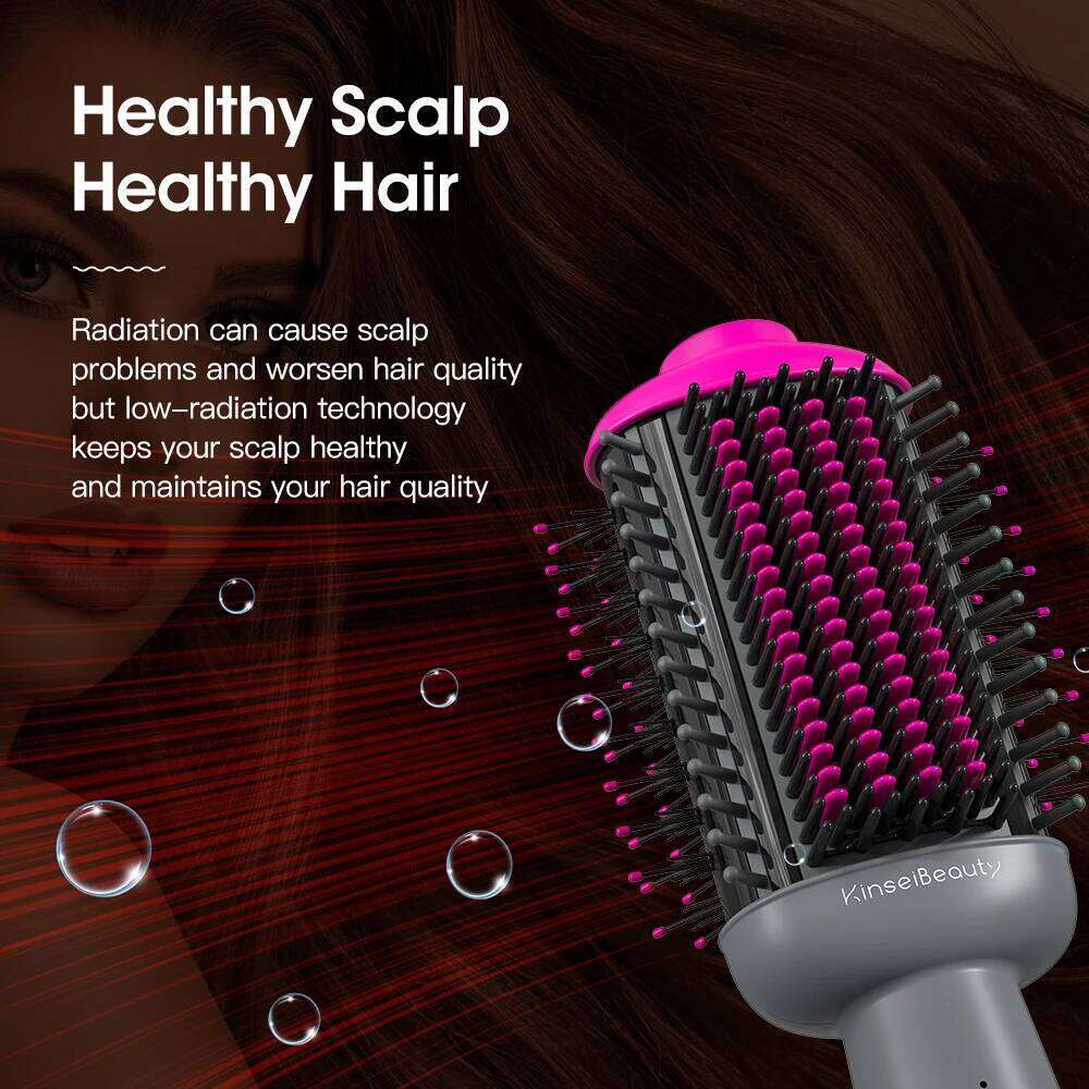 Kinseibeauty Dryer and Straightening 2IN1 Ion Straightener Hair Electric Hot Air Brush Anti-ironing Blower