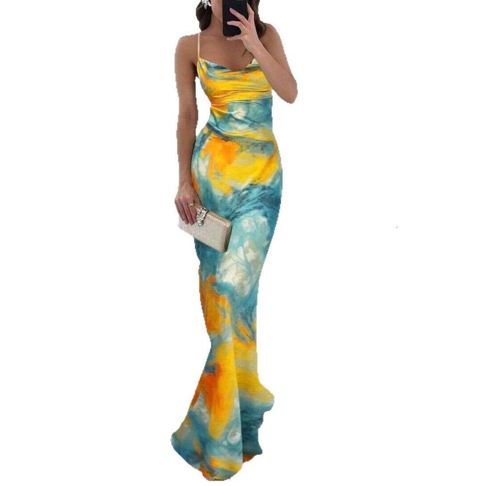 Women's Fashion Summer New Stylish Elegant Printed Sexy Slim Dress B5
