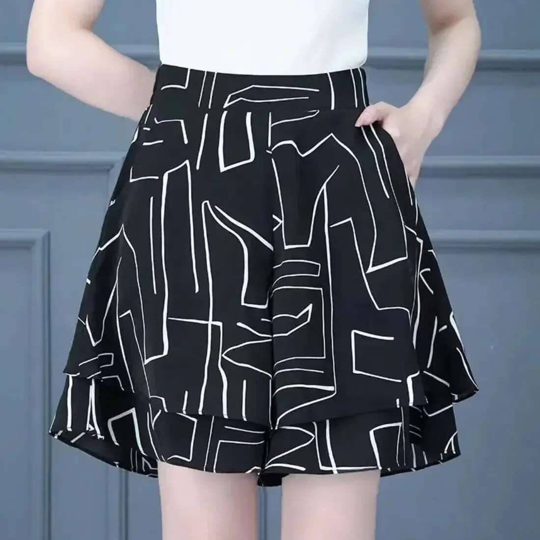 High Waist Womens Shorts Skirt Pants Female Short Culotte Pocket Summer Flowy New In Wholesale Outdoor Comfy Elasticty XL Cheap