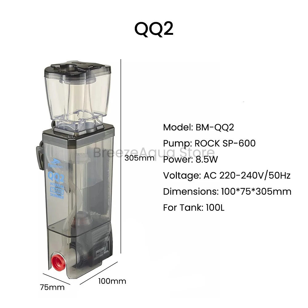 Bubble Magus BM QQ2 Internal Hang On Nano Protein Skimmer for Small Saltwater Aquarium Fish Tank Up to 25 Gallons 250613