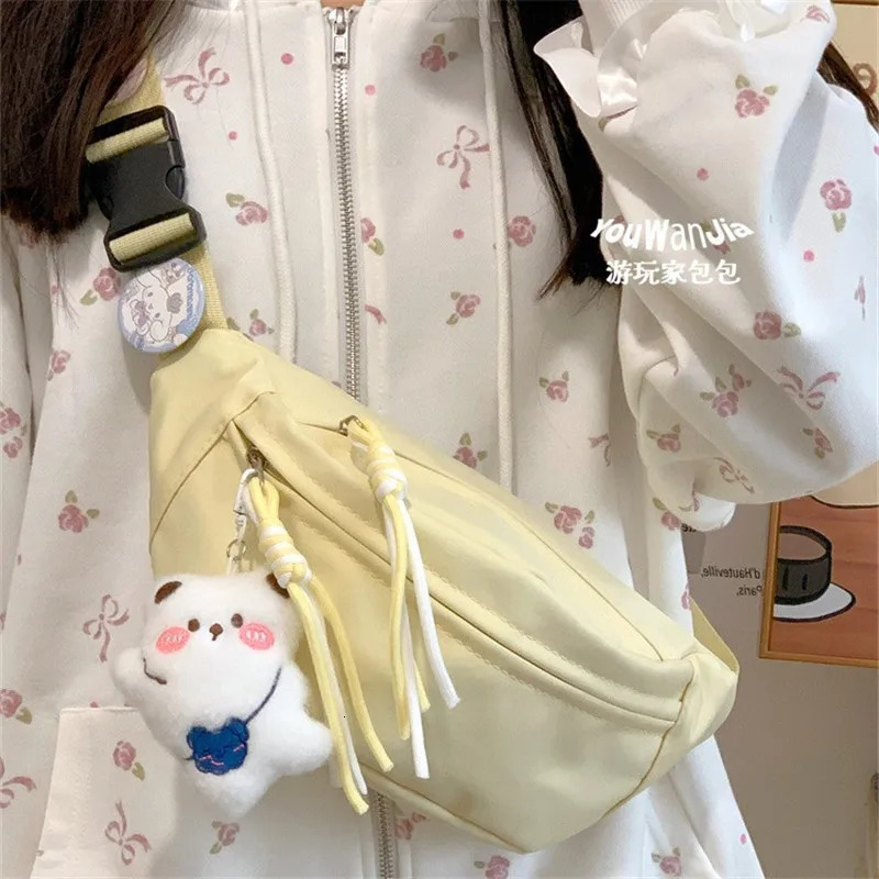 Fashion Green Pink Yellow Cute Kawaii Fanny Packs For Women Outdoor Casual Sport Waist Bag Multifunctional Waterproof Chest Bag 250614