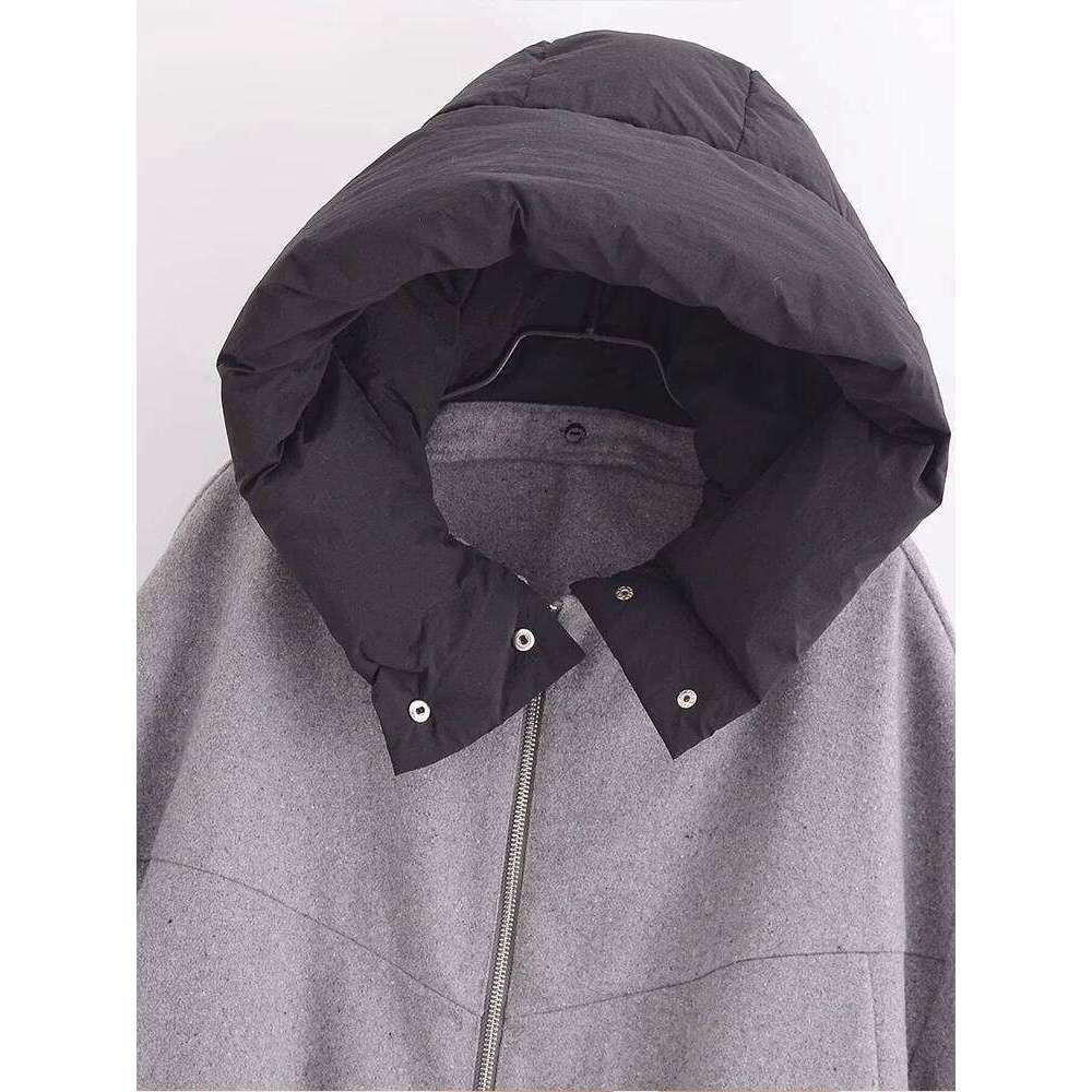 New autumn women's clothing European and American style French design fashionable versatile woolen coat with detachable cotton h