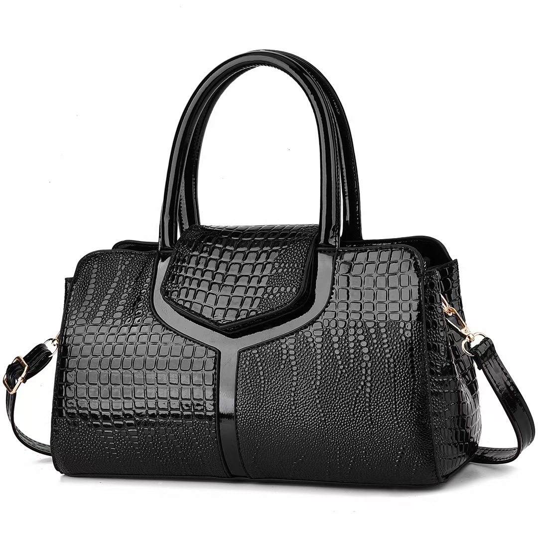 Free Shipping 2025 New Designer Bag Fashionable And High-quality Shopping Bag Solid Color Crocodile Pattern Large Capacity Women's Handbag