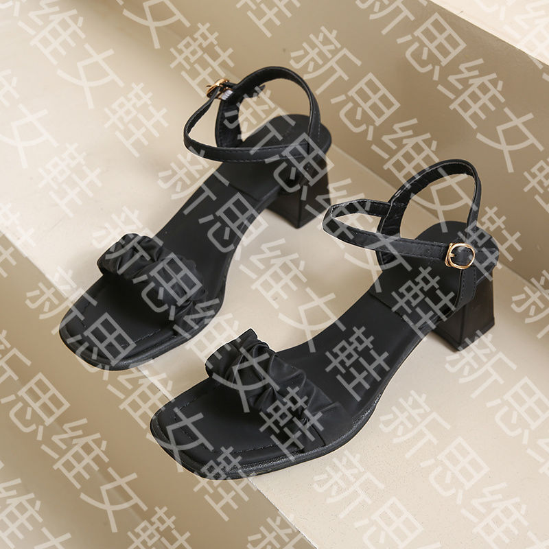 Soft leather French women's sandals summer new designer sandals fashionable multifunctional fairy thick heel high-heeled women's sandals