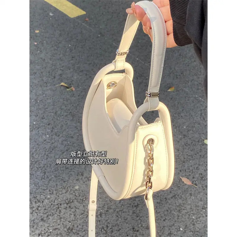 JIAERDI White Half Moon Bags Women Handle Leather Chic Solid Messenger Bag Ladies Harajuku Aesthetic Crossbody Bag Y2k 250614