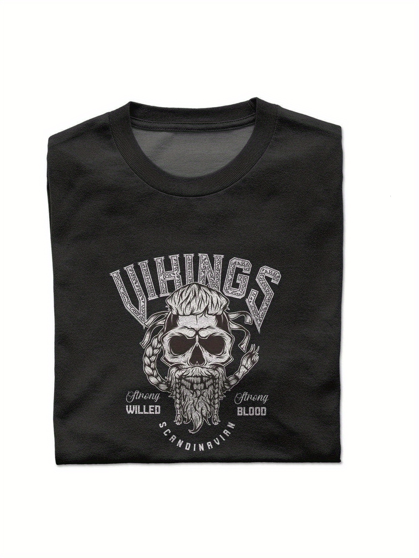 Dongdumaoyi Text Cotton Men Round Collar T Shirts 180G White Skull S-3Xl Short Sleeve Adult Black 4888