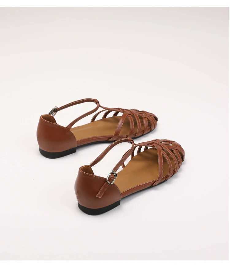 ZAROY Summer Cross Strap Flat Sandals Women Round Toe Ankle Hollow Casual Roman Sandal Shoes for Women Z250617
