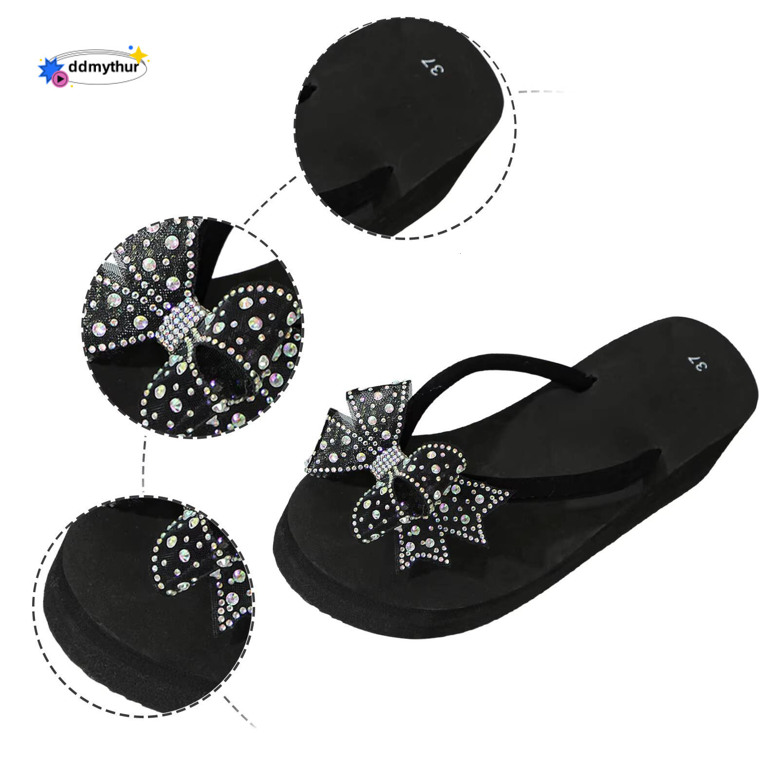 Womens Designer Women Fashionable Bow Decoration Cute New Pattern Flip Flop Wedge Summer Casual Sandals 8 ddmythur